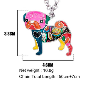 Colorful Pug Dog Keychain