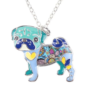 Colorful Pug Dog Keychain