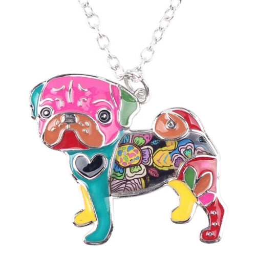 Colorful Pug Dog Keychain