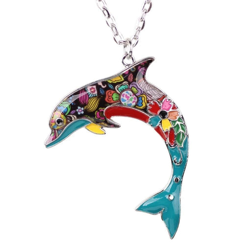 Colorful Dolphin Pendant Necklace