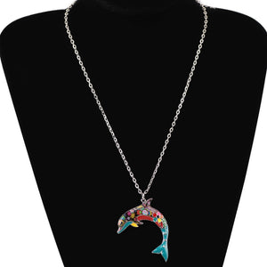 Colorful Dolphin Pendant Necklace
