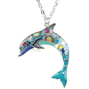 Colorful Dolphin Pendant Necklace