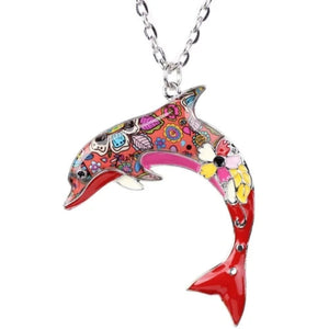 Colorful Dolphin Pendant Necklace