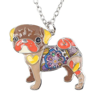 Colorful Pug Dog Keychain