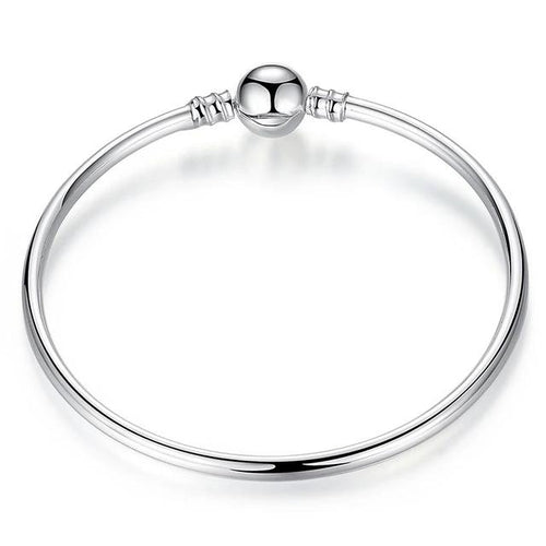 Silver Ball Charm Bangle Bracelet