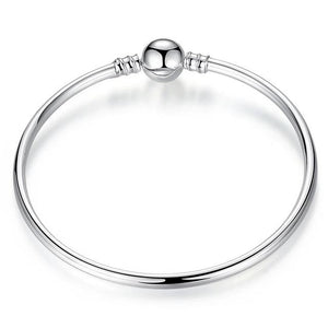 Silver Ball Charm Bangle Bracelet