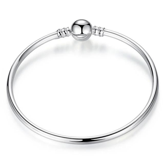Silver Ball Charm Bangle Bracelet