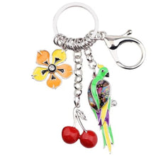 Load image into Gallery viewer, Parrot Cherry Flower Keyring