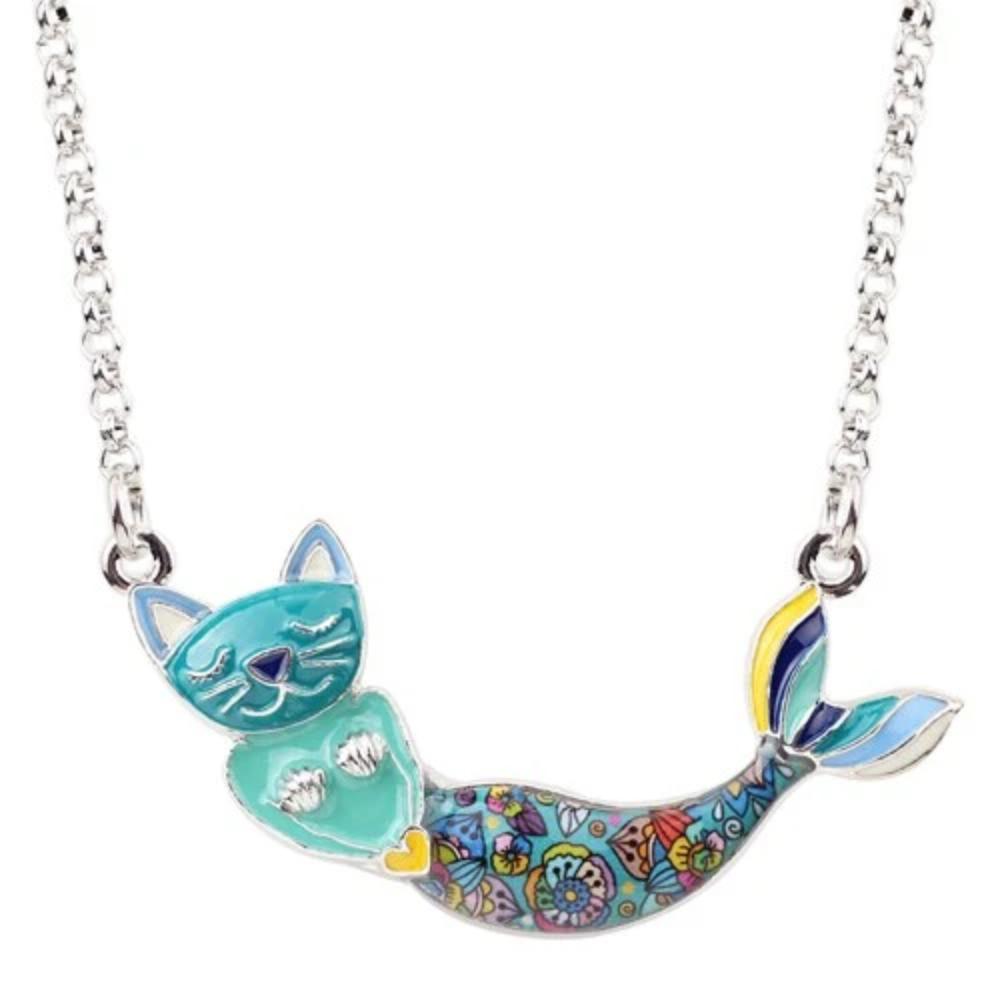 Cat Mermaid Pendant Necklace