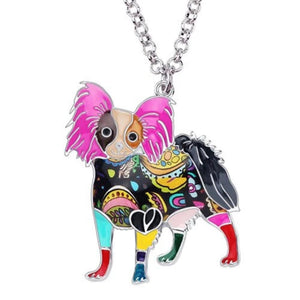 Papillon Dog Pendant Necklace