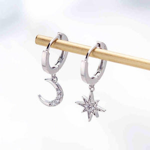 Star & Moon Asymmetrical Drop Earrings